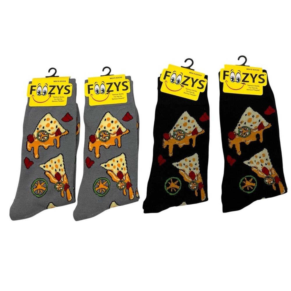 Foozys Socks Mens 6-12 Nachos Cheese Funny Fun Novelty Stretch Crew Lot 4 Pairs